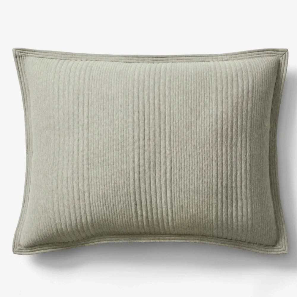 West Elm Quilted Ribbed Sham Pillow in Sage Green